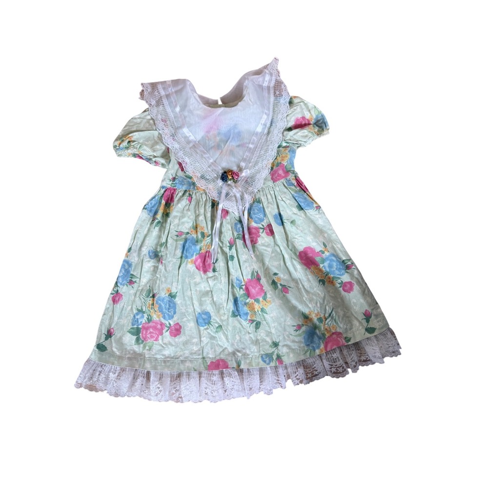 Brooke Lindsay floral print lace little girls party dress dainty cute retro